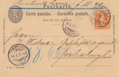 Schweiz: 1892: Ganzsache Luzern