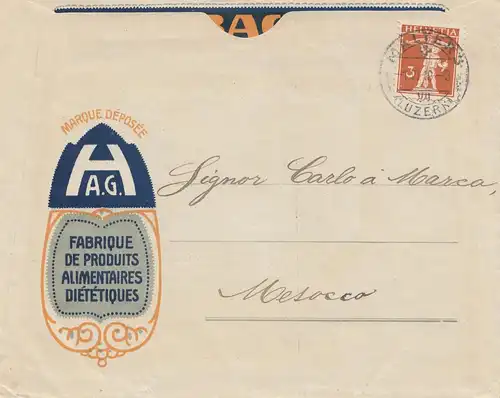 Suisse: 1918: M. Maters avec publicité Zwieback, Luzern