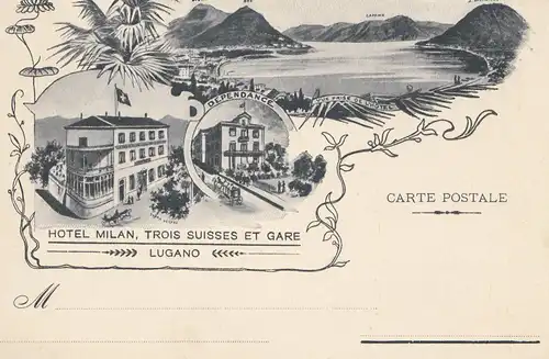 Suisse: Carte de visite Hotel Milan, Lugano