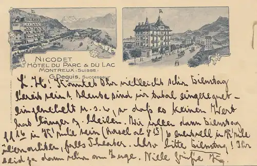Suisse: 1906: Carte de Montreux après Speyer