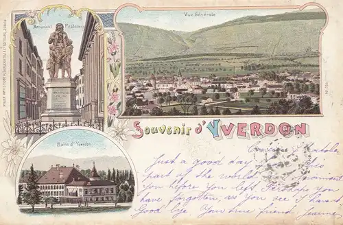 Suisse: 1899: Carte de vue Yverdon