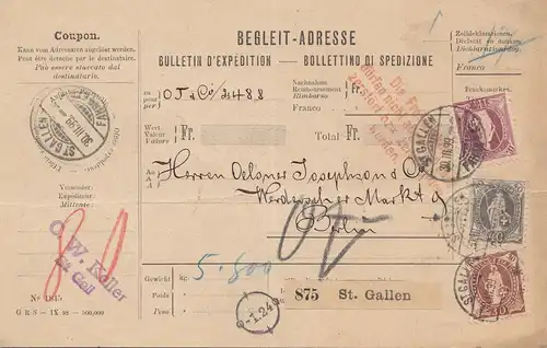 Schweiz: 1899: Begleit Adresse St. Gallen nach Berlin