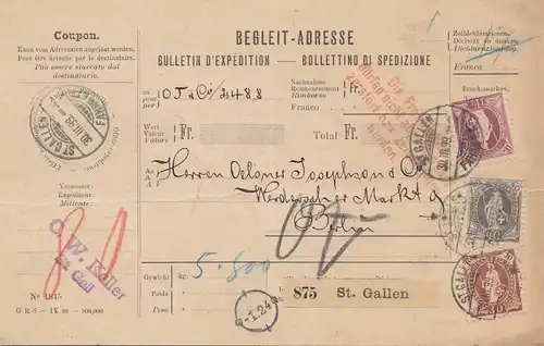 Suisse: 1899: Adresse d'accompagnement St. Gallen à Berlin