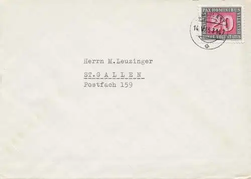 Suisse: 1945: Lettre à Saint-Gall