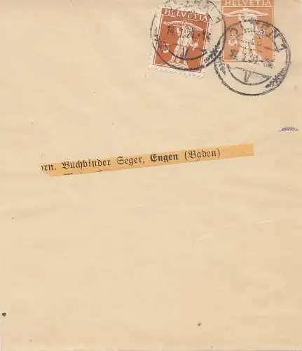 Schweiz: 1921: Streifband Polten nach Engen