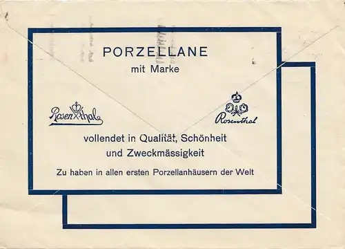 Schweiz: 1939: Zürich nach Waldershof, Keramik, Rostenthal