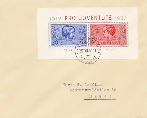 Schweiz: 1937: Pro Juventute Basel, Block 3