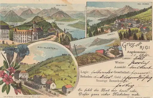 Schweiz: 1908: Ansichtskarte Rigi