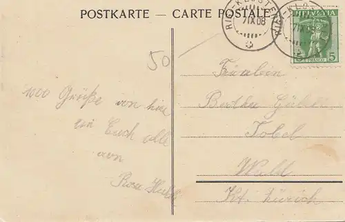 Schweiz: 1908: Ansichtskarte Rigi