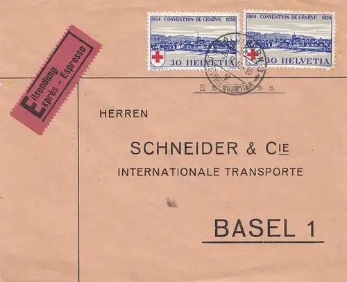 Schweiz: 1940: Eilbote Basel, Vignette Füs. Bat. 23, Aktivdienst