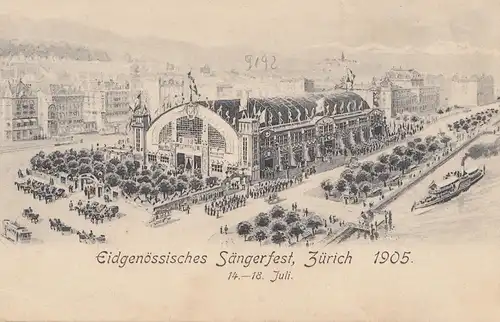 Suisse: 1905: Zurich, Bâle, carte de bord Festival des chanteurs