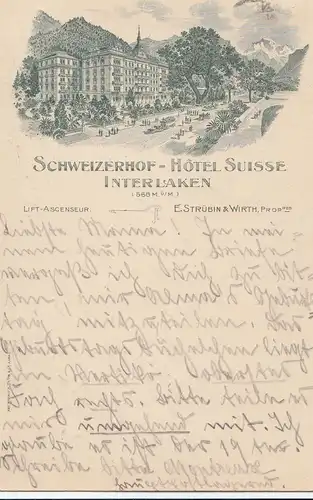Suisse: 1906: Interlaken vers Wiesbaden