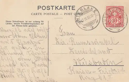 Schweiz: 1906: Interlaken nach Wiesbaden