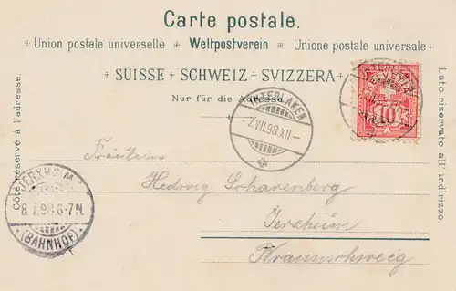 Schweiz: 1898: Gruss vom Staubach, Ansichtskarte, Lauterbrunnenthal
