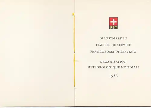 Suisse: 1956: Marques de service Organisation Météologique Mondiale