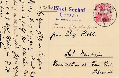 Schweiz: 1911: Ansichtskarte Gersau
