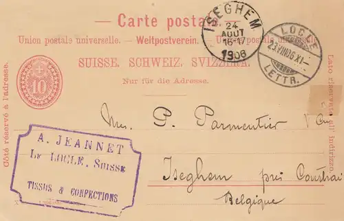 Suisse: Tout ce qui est en jeu: 1906 Locle d'après Isghem/Belgique