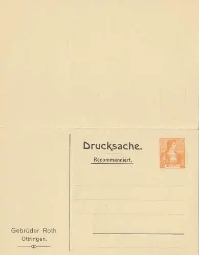 Ganzsache: mit Eindruck Oftringen, und Antwortkarte