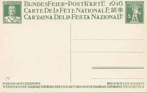 Suisse: entier: 1916: Bundesfäier Carte postale