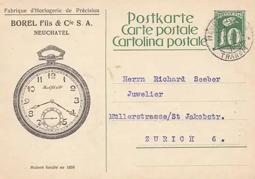 Suisse: Tout ce qui s'est passé: 1927: Neuchatel, Horlogerie d'après Zurich