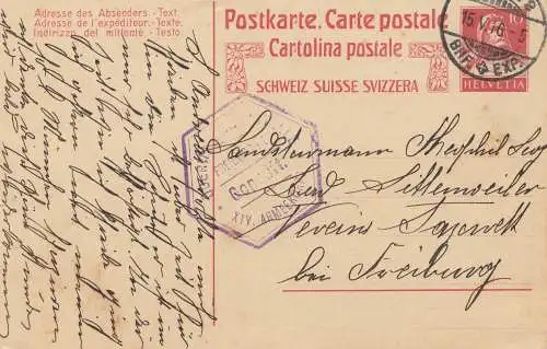 Schweiz: 1916: Basel nach Freiburg, Geprüft
