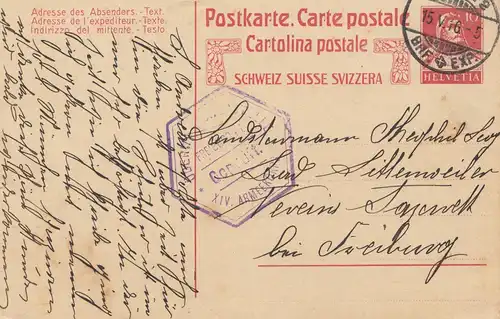 Suisse: 1916: Bâle vers Fribourg, Testé