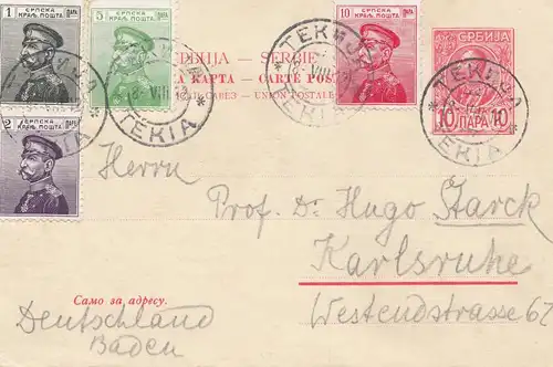Serbie: 1912: Tekia à Karlsruhe
