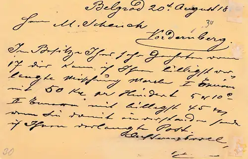 Serbie: 1918: Affaire entière vers Nordernberg/Steiermark