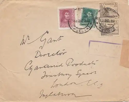 Spanien: 1938: Brief Sevjlla nach London, Zensur