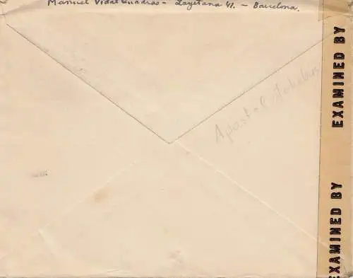 Espagne: 1943: Barcelone vers les États-Unis, censure