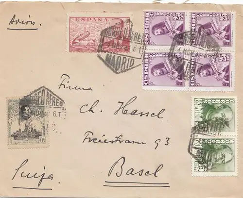 Espagne: 1949: Lettre de Madrid à Bâle