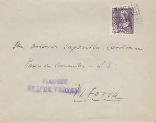 Espagne: 193x: Lettre mai censure à Vitoria