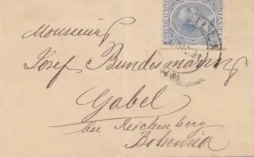 Spanien: 1891: Brief nach Gabel/Böhmen
