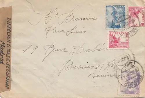 Spanien: 1940: Brief nach Frankreich, Zensur