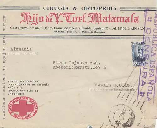 Espagne: Lettre de Palma à Berlin, censure