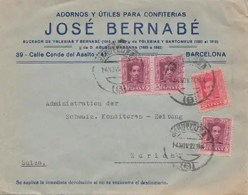 Espagne: 1927: Barcelone à Zurich