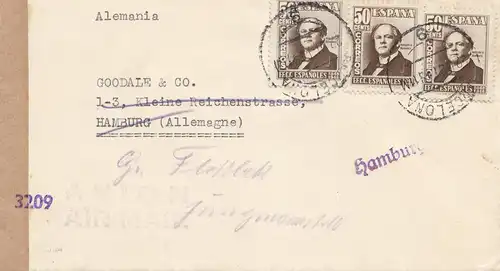 Spanien: 1948: Luftpost nach Hamburg