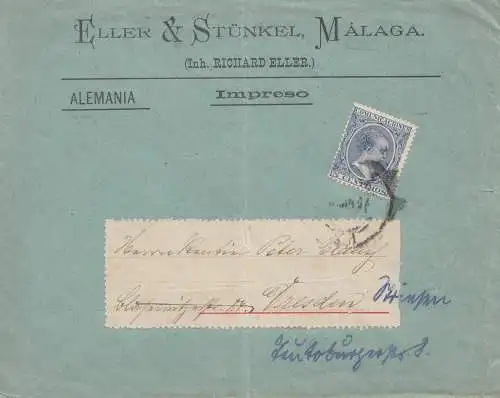 Espagne: Lettre de Malaga à Dresde