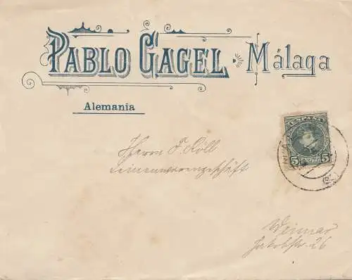 Spanien: Brief aus Malaga nach Weimar