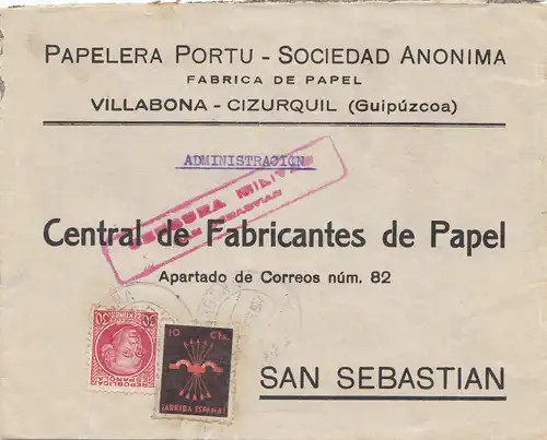Espagne: Lettre de Villabona à San Sebastian