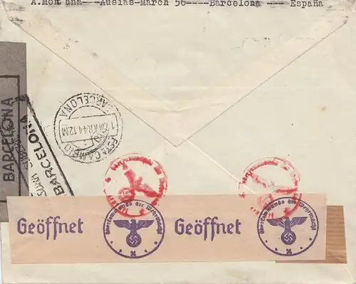 Espagne: 1944: Barcelone après Frauenfeld/Suisse, censures