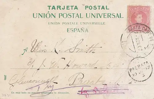 Spanien: 1907: Ansichtskarte Teneriffa nach New Zealand