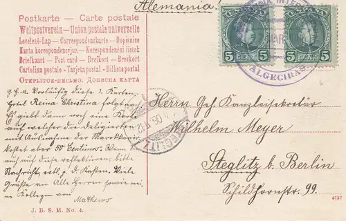 Spanien: 1906: Ansichtskarte Marokkokonferenz nach Steglitz, Algericas