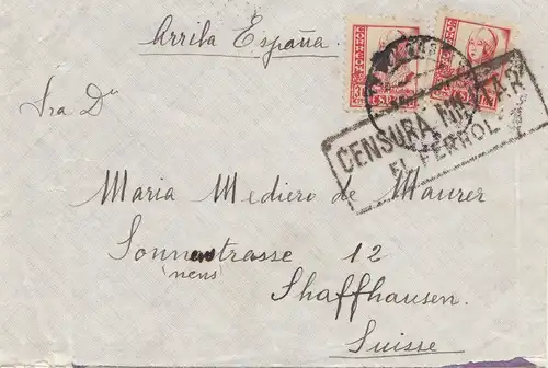 Espagne: 1937: Lettre à Schaffhouse, censure