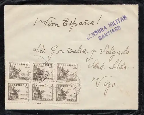 Espagne: 1938: Lettre de Santiago à Vigo