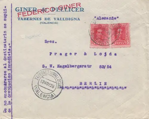 Espagne: 1926: Tabernes de Valldigna à Berlin, bureau scolaire