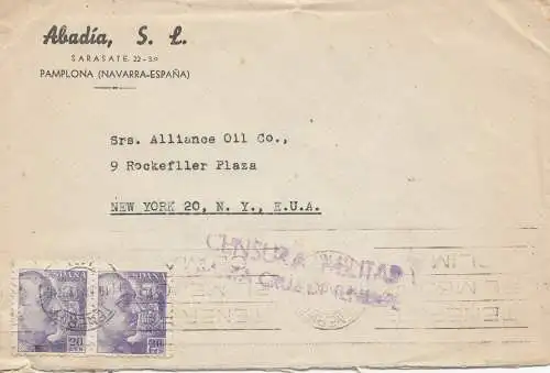 Espagne: 1942: Pamplona vers les États-Unis, censure