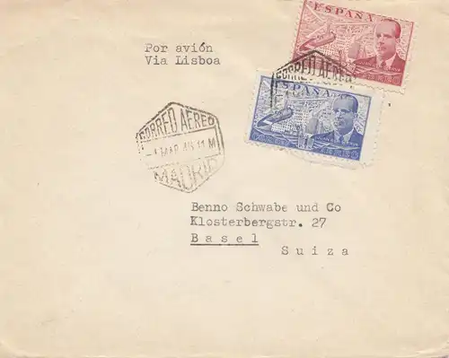 Spanien: 1946: Madrid als Luftpost nach Basel