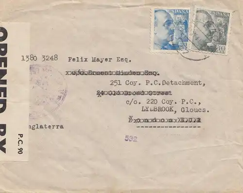 Espagne: 1941: Lettre à Londres, censure