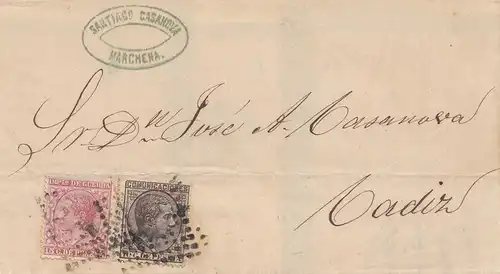Espagne: 1868: Lettre de Narchena à Cadix